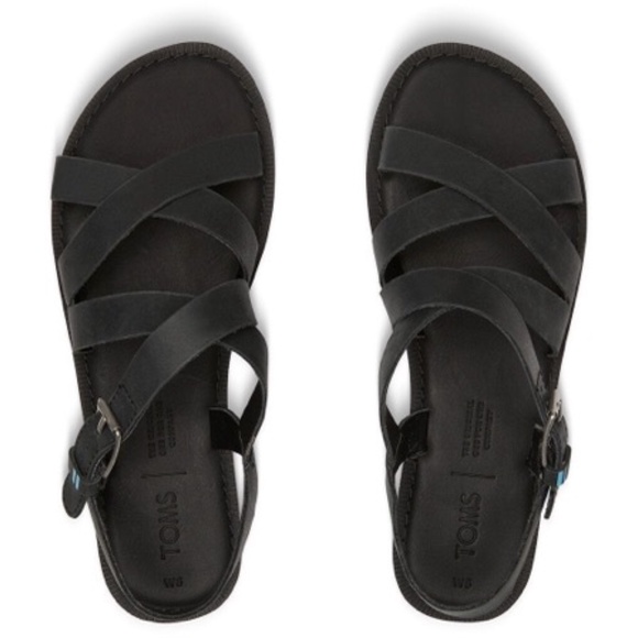 Toms Shoes - Toms Women’s Sicily Sandals Black Leather Size 8W